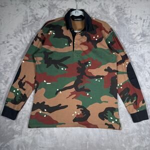 Raised By Wolves Deer Camo Long Sleeve Polo Shirt L Streetwear